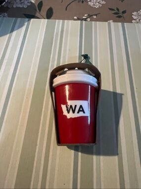 Starbucks Red Coffee Cup Ornament with WA State Design